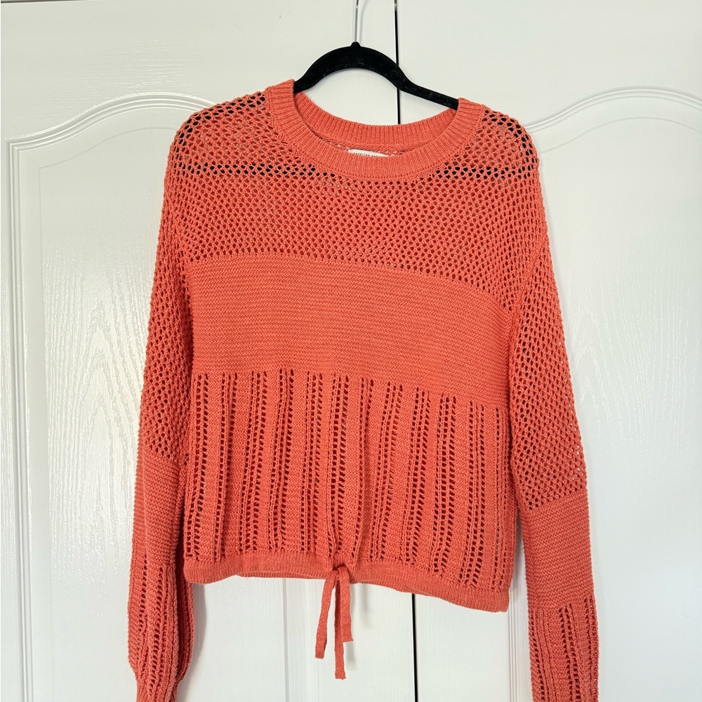 American Eagle Outfitters Pink Crew Neck Sweater with Textural Details